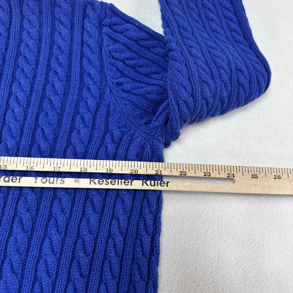 Lauren Ralph Lauren Sweater Womens Small Blue Cable Knit Crest Logo Prep Formal - Picture 8 of 10